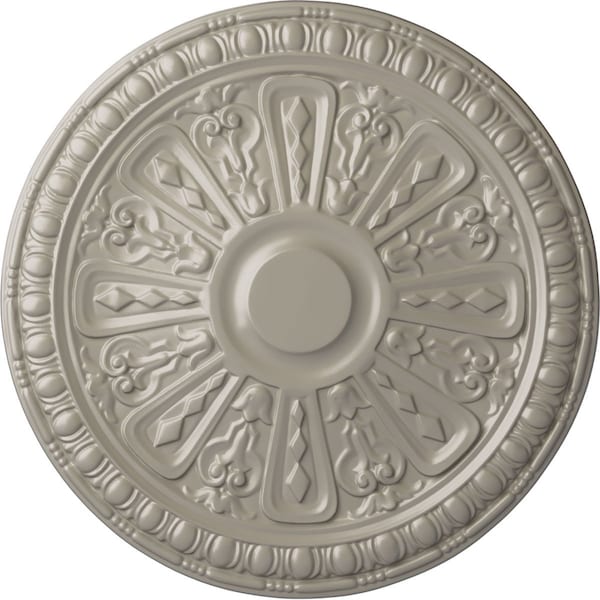 Ekena Millwork Raymond Ceiling Medallion (Fits Canopies up to 5 3/8"), Hand-Painted Pearl White, 18"OD x 1 1/4"P CM18RA2PWS - main